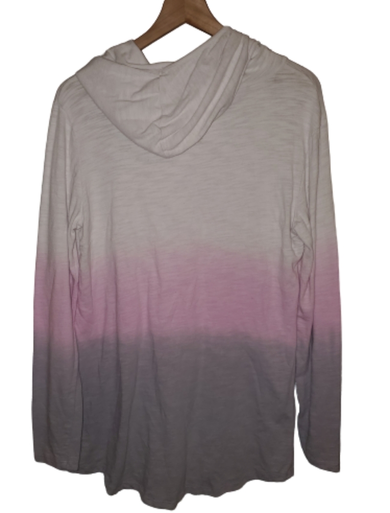 Earth Yoga Organic Cotton Ombre Fade Casual Yoga Hoodie Long Sleeve Pink Large - Picture 3 of 4